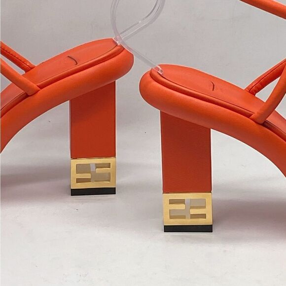 Fendi Baguette Ff Leather Strappy Sandal In Orange size 36.5 - Picture 10 of 14